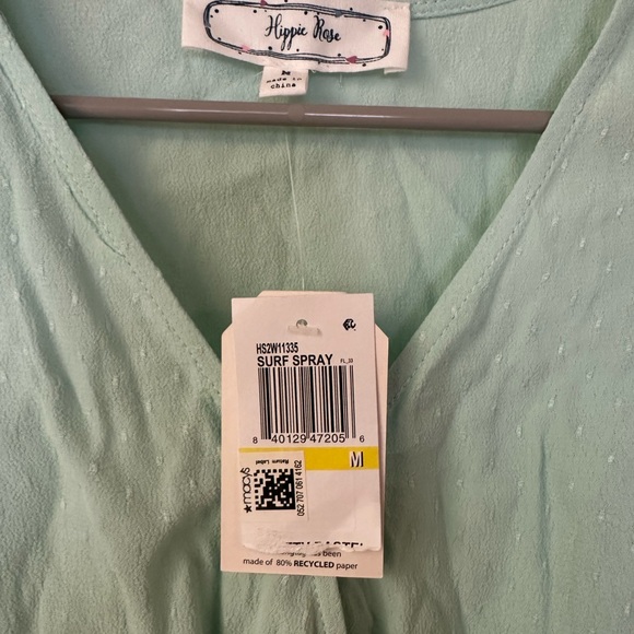 Hippie Rose Green Flutter Sleeve Blouse with Ruffled Peplum - Picture 3 of 10